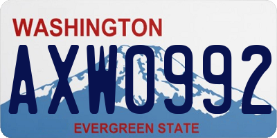 WA license plate AXW0992
