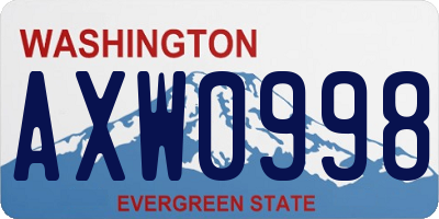 WA license plate AXW0998