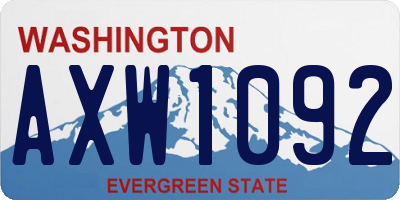 WA license plate AXW1092