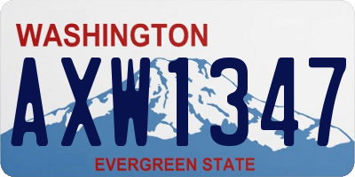 WA license plate AXW1347