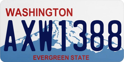 WA license plate AXW1388
