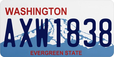 WA license plate AXW1838