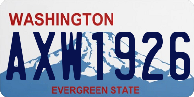 WA license plate AXW1926