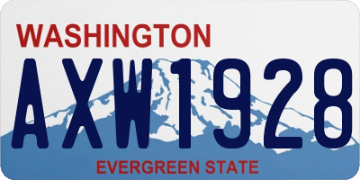 WA license plate AXW1928