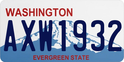 WA license plate AXW1932