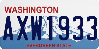 WA license plate AXW1933