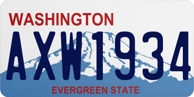 WA license plate AXW1934