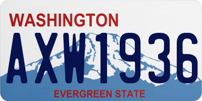 WA license plate AXW1936