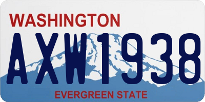 WA license plate AXW1938