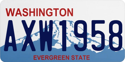 WA license plate AXW1958