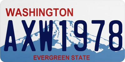 WA license plate AXW1978