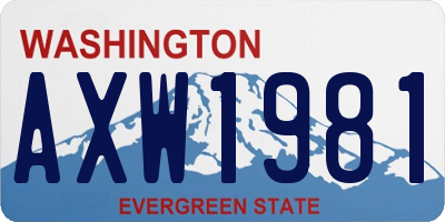 WA license plate AXW1981