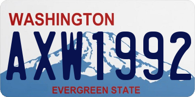 WA license plate AXW1992