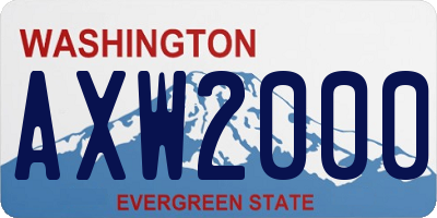 WA license plate AXW2000