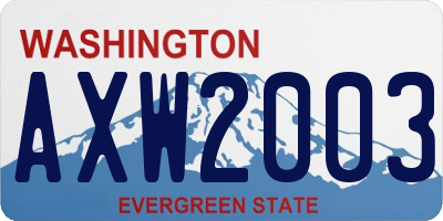WA license plate AXW2003