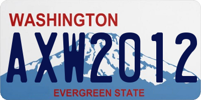 WA license plate AXW2012