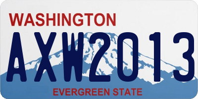 WA license plate AXW2013