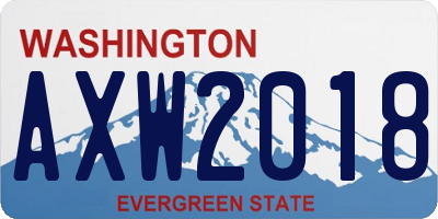 WA license plate AXW2018