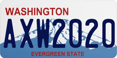 WA license plate AXW2020