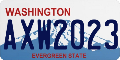 WA license plate AXW2023