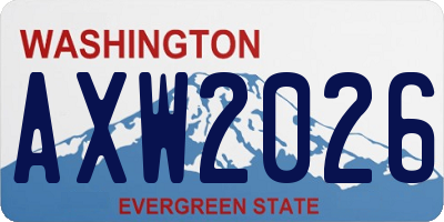 WA license plate AXW2026