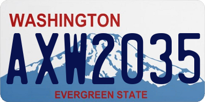 WA license plate AXW2035