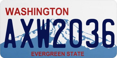 WA license plate AXW2036