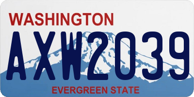WA license plate AXW2039