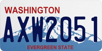 WA license plate AXW2051
