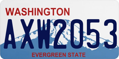 WA license plate AXW2053