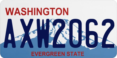 WA license plate AXW2062