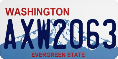 WA license plate AXW2063