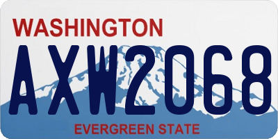 WA license plate AXW2068