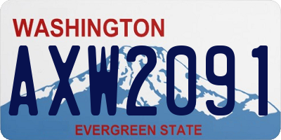 WA license plate AXW2091