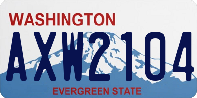 WA license plate AXW2104