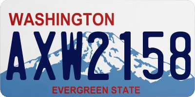 WA license plate AXW2158