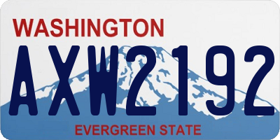 WA license plate AXW2192