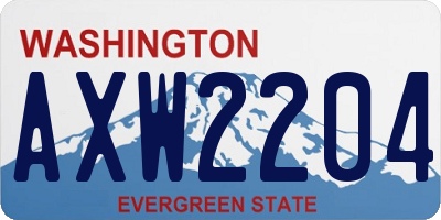 WA license plate AXW2204