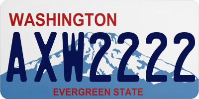 WA license plate AXW2222