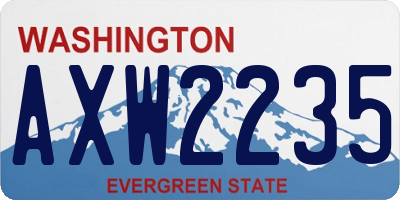 WA license plate AXW2235