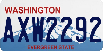 WA license plate AXW2292