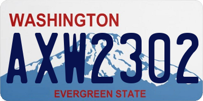 WA license plate AXW2302