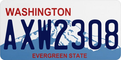 WA license plate AXW2308