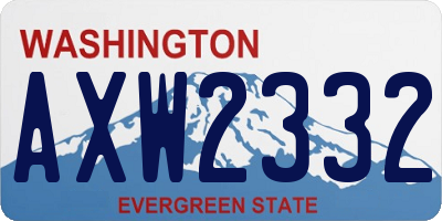 WA license plate AXW2332