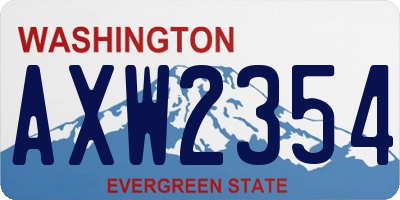 WA license plate AXW2354