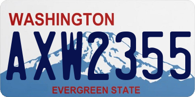 WA license plate AXW2355