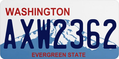 WA license plate AXW2362