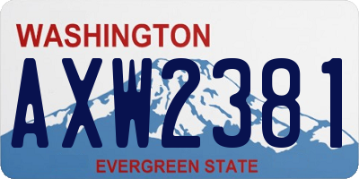 WA license plate AXW2381