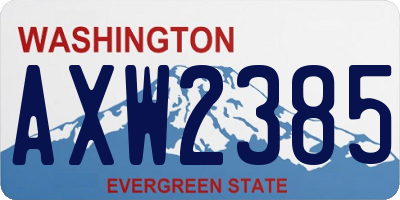 WA license plate AXW2385