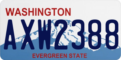 WA license plate AXW2388